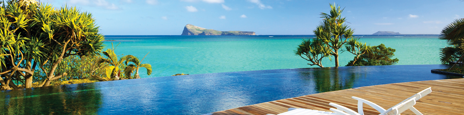 Mauritius hotel view of beach and trees and sea