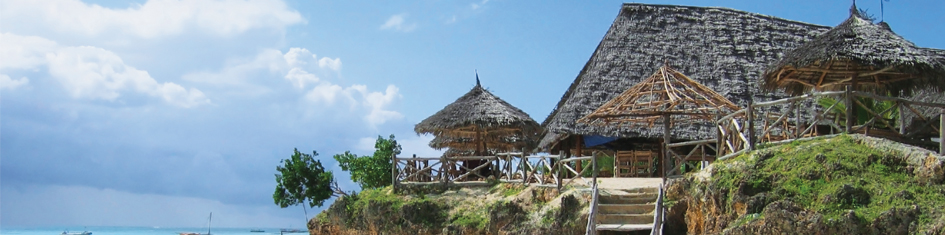 building with thatch roof in Dar Es Salaam