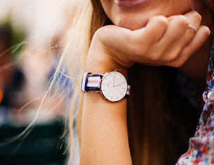 girl with a watch in the wrist